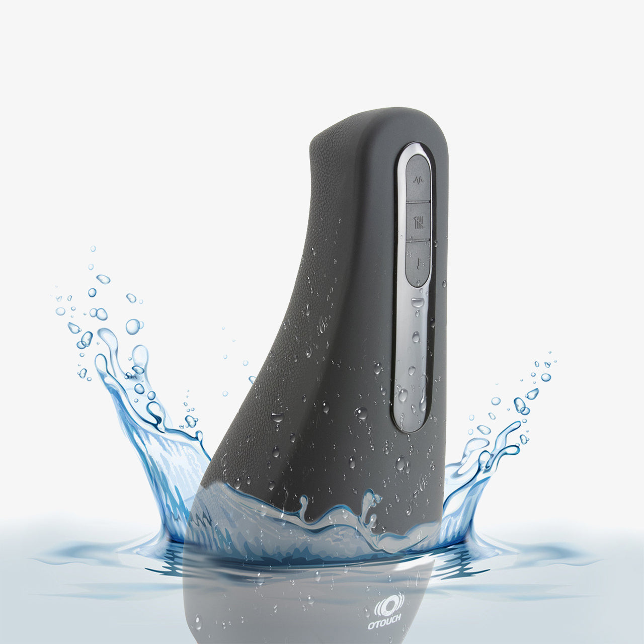 The Airturn shown with water effects, illustrating its IPX6 waterproof rating suitable for easy cleaning and wet environment use