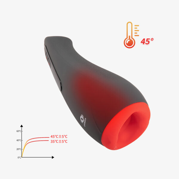OTOUCH Airturn masturbator showing built-in heating feature with adjustable heat levels for enhanced comfort