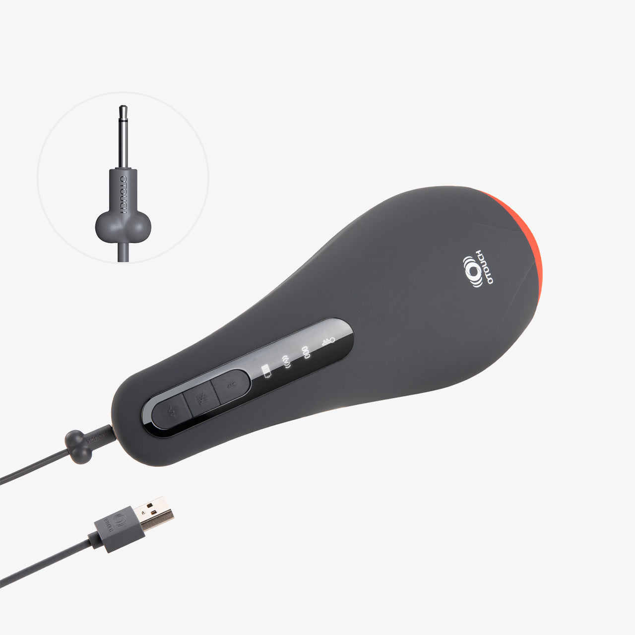 Black electronic device with USB cable and adapter 