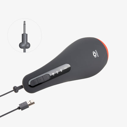 Black electronic device with USB cable and adapter 