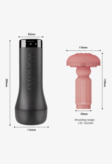 OTOUCH INSCUP 3 dimensions chart showing full external measurements and internal sleeve size details